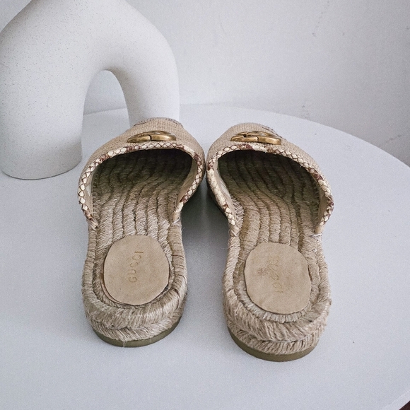 Gucci Straw Elaphe Matelasse GG marmont espadrille slides mules - Picture 6 of 10